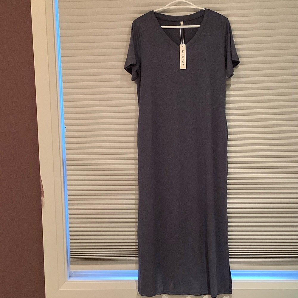 Women’s Elegant Gray V-Neck Dress